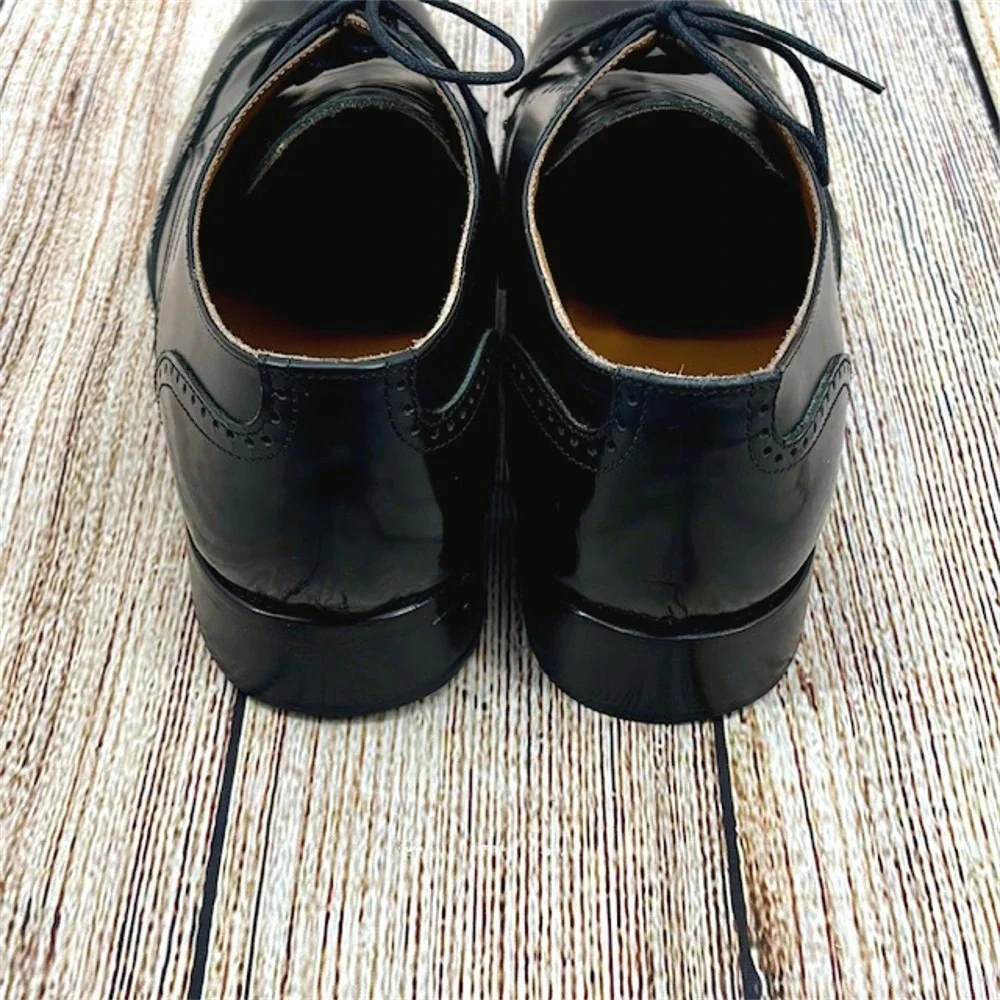 Angelo Pallotta Men's‎ Size 9 US 42 EU Black Leather Lace Up Wingtip Oxfords